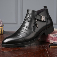 Bottes Gothiques Tendance 2026 pour Hommes, Style Punk, Tête de Lion Métallique, Fermeture Éclair Latérale, Cuir Microfibre, Bout Pointu, Mi-Mollet, Bottes de Mode
