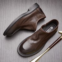 Brounvanm – mocassins décontractés en cuir véritable pour hommes, chaussures basses à semelles souples, style britannique, en daim, rétro, confortables et respirantes