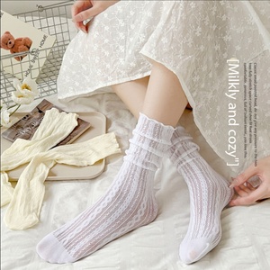 Chaussettes mi-mollet légères et douces de style Lolita japonais, style <span class=keywords><strong>écolière</strong></span>, pour le printemps/été - Product Image 5
