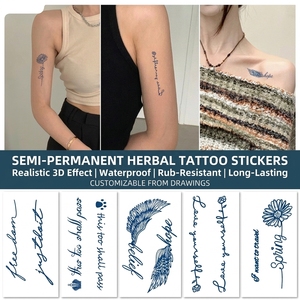 MOONLIGHT 2023 Nouvelle Arrivée Autocollants de <span class=keywords><strong>Tatouage</strong></span> <span class=keywords><strong>Semi</strong></span>-Permanents à Base de Jus et d'Herbes, Bleu Mat, Personnalisables, Style Frais, Lettrage pour Hommes - Product Image 1
