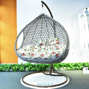 Silla Colgante de Mimbre de Ratán para Adultos, con Estructura de Acero, en Forma de Huevo, para Jardín, Patio, con Cojín, Cama Columpio para Bebés - Product Image 4