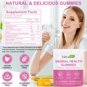 Hatmanlabs Premium feminim PH Balance Gummies suplemen ekstrak tanaman budidaya liar dengan Vitamin C untuk kesehatan vagina - Product Image 4