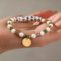 Pulsera de letras de cristal con diamantes de imitación versátil, superventas transfronteriza, pieza personalizable con nombre, regalo de San Valentín para mamá, pulsera de cuentas