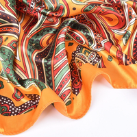 Vente chaude 90*90cm femmes foulard soyeux Bandana Paisley imprimé Satin cheveux Wrap Satin carré écharpe