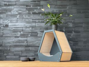 베개와 고양이를위한 현대 합판 애완 동물 집 독특한 모양의 목조 주택 - Product Image 2