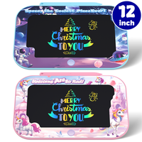 Papan Tulis LCD Portabel HX Warna-warni, Alat Tulis, Papan Gambar, Papan Tulis Digital, Tablet Tulis LCD untuk Anak-anak 12 Inch