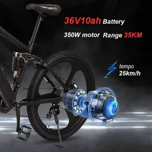 Elektrikli bisiklet 350w 36V pil e-bisiklet süspansiyon elektrikli dağ bisikleti stokta 35km