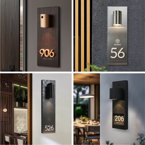 Placa de Número de Casa Iluminada Moderna Personalizable, Letrero de Puerta Exterior Montado en la Pared con Energía <span class=keywords><strong>Solar</strong></span> para Villa/Apartamento y Hotel - Product Image 3