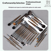 Ensemble de 30 pinceaux de maquillage en poils naturels, pinceaux professionnels complets pour les maquilleurs, les écoles de formation, manche en bois