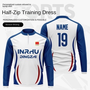 เสื้อซิปครึ่งตัว แห้งเร็ว ระบายอากาศได้ดี ผลิตจากโพลีเอสเตอร์ สีพื้น สำหรับฤดูร้อน เหมาะสำหรับทุกเพศ สามารถปรับแต่งได้ ใช้สำหรับเล่นกีฬา ฝึกซ้อม ฟิตเนส โค้ช ทำงาน ทรงปกติ - Product Image 5