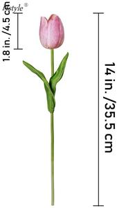 ดอกทิวลิปสีชมพูประดิษฐ์ 20 ชิ้น ก้านดอกทิวลิปปลอม PU สัมผัสเหมือนจริง สำหรับตกแต่งพวงหรีดเทศกาลอีสเตอร์ ฤดูใบไม้ผลิ และจัดดอกไม้ FZH319 - Product Image 2