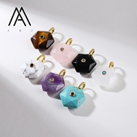 Composants classiques pour la fabrication de bijoux : Pendentif hexagonal en plaqué or 18 carats avec pierres précieuses naturelles multiples et zircon incrusté pour collier DIY