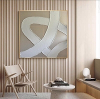 Grandes Peintures Abstraites Bohèmes Faites à la Main, Minimalistes, Beige et Blanc, Géométriques, Wabi Sabi, Décoration Murale sur Toile Encadrée