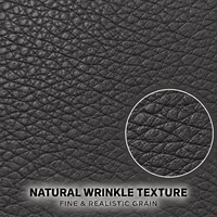 Cuir synthétique PVC noir classique, avec support non tissé, imperméable, gaufré, simili cuir pour l'ameublement intérieur de voiture et la sellerie