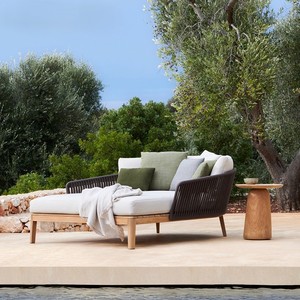 Divano <span class=keywords><strong>da</strong></span> Esterno in Teak e Rattan per <span class=keywords><strong>Giardino</strong></span>, Caffè all'Aperto, Villa, Sala Espositiva, Design Nordico, Combinazione di Divani <span class=keywords><strong>Mobili</strong></span> - Product Image 5