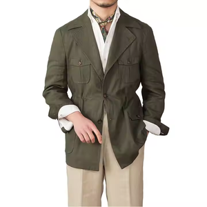 <span class=keywords><strong>Giacca</strong></span> da caccia in <span class=keywords><strong>lino</strong></span> 100% Vintage da <span class=keywords><strong>uomo</strong></span> 2025 con coulisse traspirante Casual - Product Image 1