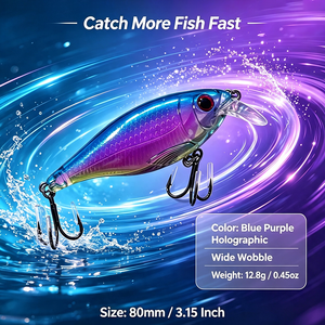 Señuelo de Pesca de Agua Media, Color Rosa Blanco, 80 mm, 12.8 g, Hundimiento Lento, para Pesca en Aguas Profundas, con Anzuelos Triples - Product Image 6