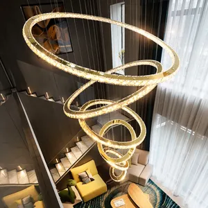 Lampadari decorativi Drop shipping per Loft Villa Duplex Hotel Design Nordic Light Multi Rings lampadario moderno in cristallo