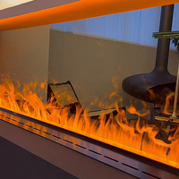 Cheminée à vapeur d'eau en acier avec flamme néon électrique et télécommande pour usage extérieur et hôtelier