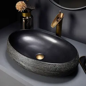 热卖设计瓷质台面椭圆形浴室水槽