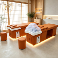 Lit de massage électrique multifonctionnel thaïlandais pour shampoing, avec spa capillaire, cascade et chauffe-eau pour thérapie capillaire