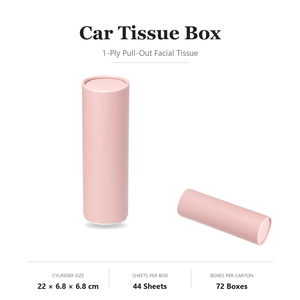 Car <b>Tissue</b> <b>Box</b> 22cm Cylinder 1 Ply Facial <b>Tissue</b> Pink Color Travel Use 44 Sheets Per <b>Box</b> - Product Image 1