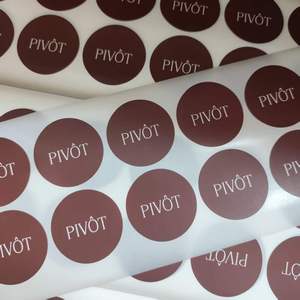 Wholesale Matte BrownLetter Circle Stickers Custom Brand <b>Name</b> Adhesive Packaging Stickers - Product Image 1