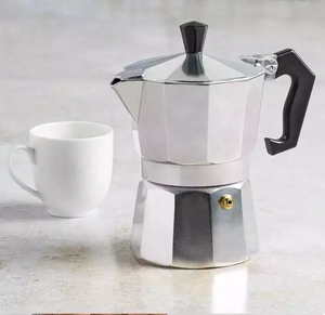 Ensemble de 2 tasses de <span class=keywords><strong>cafetière</strong></span> à expresso italienne classique et moderne en aluminium et métal argenté Machine à moka portable pour affaires - Product Image 4