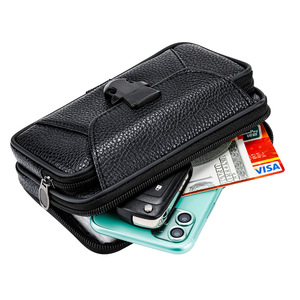 Étui de <span class=keywords><strong>ceinture</strong></span> universel en <span class=keywords><strong>cuir</strong></span> véritable avec clip pour homme poche pour téléphone portable <span class=keywords><strong>Smartphone</strong></span> sac étui pour Iphone pour Samsung - Product Image 3