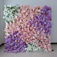 T17 Toile de fond de fleurs de mariage Décoratif 5D Soie Fleur Murale Rollup 8x8 Fleur Murale Artificielle Rose Blanche Rose pour Décoration Murale