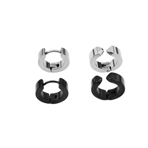Nouvelles Boucles d'Oreilles Créoles Unisexe en Acier Inoxydable Plaqué Argent, Style Punk Rétro au Design Simple, Bijoux Tendance, Vente en Gros - Product Image 1
