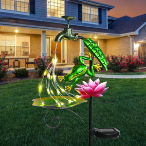 Décoration solaire LED sans fil pour <span class=keywords><strong>jardin</strong></span>, petite, extérieure, résistante à l'eau, en forme <span class=keywords><strong>de</strong></span> robinet, mangeoire à oiseaux et lotus, avec piquet - Product Image 4