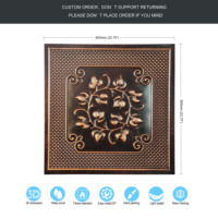Artistique 3D Faux Peinture Plafond Carreaux PVC Étain Panneau en Cuivre Traditionnel pour Hôtel Café Club Salon Décor PL66 Forme Carrée