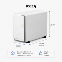 Servidor de Almacenamiento NAS Synology DS223J Original, 4 Núcleos, 1.4 GHz, DDR4, 512 MB, 2 Bahías, DiskStation, Expansión de 4 Bahías, Almacenamiento en Red