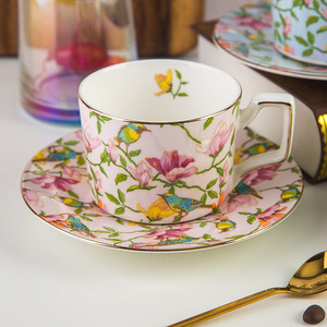 Set cangkir dan piring kopi cina, tulang bunga yang berbeda dan piring merah - Product Image 4