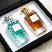 Botella de Perfume Vacía de 100 ml, Transparente y Brillante, con Fondo Grueso, Tapa de Aleación de Zinc Zamac Dorada/Plateada, con Paquete de Regalo