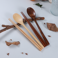 2025 nouveau Design écologique réutilisable bambou couverts ensemble baguettes en bois cuillère pour cuisine Restaurant