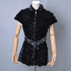 MWFur Hiver Rue Mode <span class=keywords><strong>Femme</strong></span> Manteau De Fourrure Sans Manches Pour Les Femmes En Hiver Femmes <span class=keywords><strong>Gilet</strong></span> De Fourrure De Vison <span class=keywords><strong>Gilet</strong></span> <span class=keywords><strong>Avec</strong></span> <span class=keywords><strong>Ceinture</strong></span> D'hiver - Product Image 3