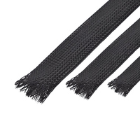 JIAF Dropship Malla Trenzada Aislante Negra de 3/4/6/8mm, Funda Plana de PET Nylon para Cables de 2mm-100mm, Personalizable