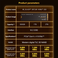 Disque SSD interne NVMe pour jeux Black SN7100 500 Go 1 To 2 To 4 To Gen4 PCIe M.2 2280, jusqu'à 7250 Mo/s, compatible avec PS5