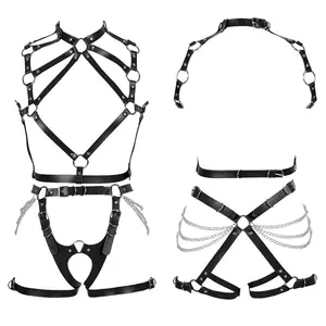 Fashion Sabuk Garter kaki wanita, Harness tubuh ukuran besar sabuk pinggul potongan paha Punk, hadiah istri Natal karnaval Gotik