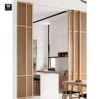Portes coulissantes modernes en bois à lamelles pour maisons Nouveau design Intérieur Cloison en bois Placard Cuisine Salon Portes Panneaux à lamelles
