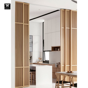 Puertas correderas de madera de listón moderno para casas, nuevo diseño, Partición de madera Interior, armario, cocina, sala de estar, puertas, paneles de listón - Product Image 4