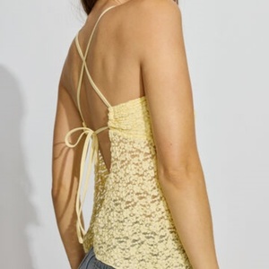 2025 Crop top femme sexy couleur unie en dentelle ajourée à bretelles spaghetti sans manches col licou - Product Image 3