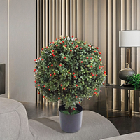 Vente en gros décoration extérieure intérieure arbre globe à feuilles persistantes arbres topiaires artificiels fruits rouges topiaires bonsaï