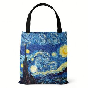 Eco Friendly Van Gogh Art <b>Canvas</b> <b>Tote</b> Bag Reusable Grocery Shopping Bag with Classic Oil Painting Prints - Product Image 2