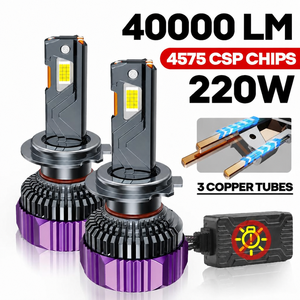 ขายตรงจากโรงงาน ระบบไฟส่องสว่างรถยนต์ 220W H1 H4 H7 H11 9005 9006 พร้อมหลอดไฟหน้ารถยนต์ LED แบบ 3 ท่อทองแดง - Product Image 1