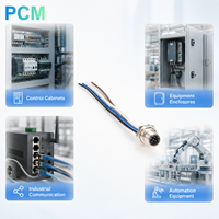 Cable de Conexión M12 B-Code de 5 Pines, Macho, para Montaje en Panel Frontal, Arnés de Cables para Gabinetes de Control de Automatización Industrial