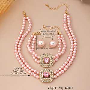 Wholesale Jewelry Set French Retro Multi-layer <b>Pearl</b> <b>Necklace</b> Female Bracelet <b>Necklace</b> <b>Earrings</b> - Product Image 6