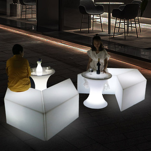 Hiện Đại <span class=keywords><strong>LED</strong></span> Sáng Kim Cương Hình Thanh Phân Đầy Màu Sắc Vuông Ghế Kết Hợp Lấy Cảm hứng Trang Trí Phân Cho Khách Sạn Ktv Gỗ Bảng Điều Chỉnh - Product Image 3